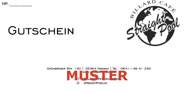 Geschenkgutschein Straight Pool